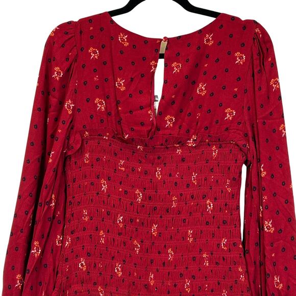 Free People Smock It Too Me Floral Dress Ruby Combo OB885578 Women's Small NWT - Picture 6 of 12